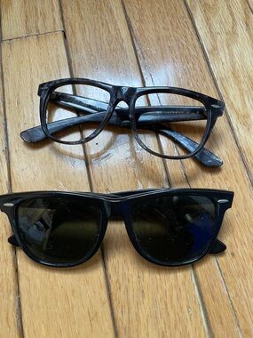 Classic Black Wayfarer Sunglasses and Black Eyeglasses Set